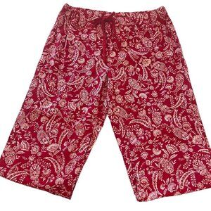 Liz‎ Claiborne Pajama Pants Womens XL Red Floral Sleepwear Cotton Straight Leg